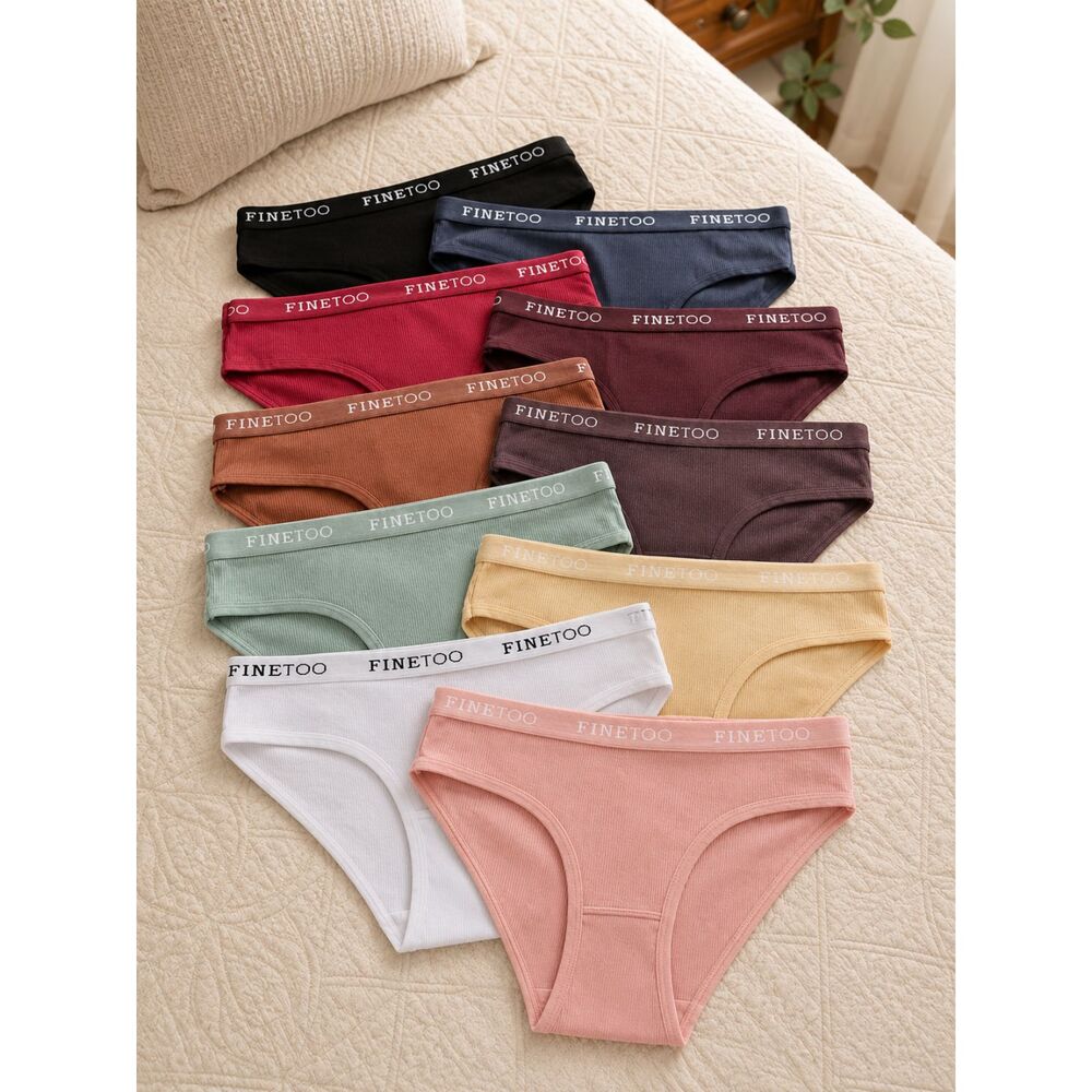 FINETOO 10 Pack Ribbed Bikini Panties Size Small NWT Cotton Blend